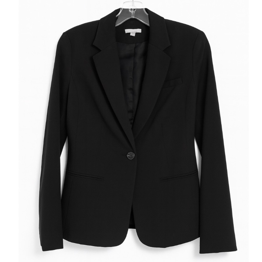 Black Women's Tailored Blazer - Classic Single-Button Suit Jacket